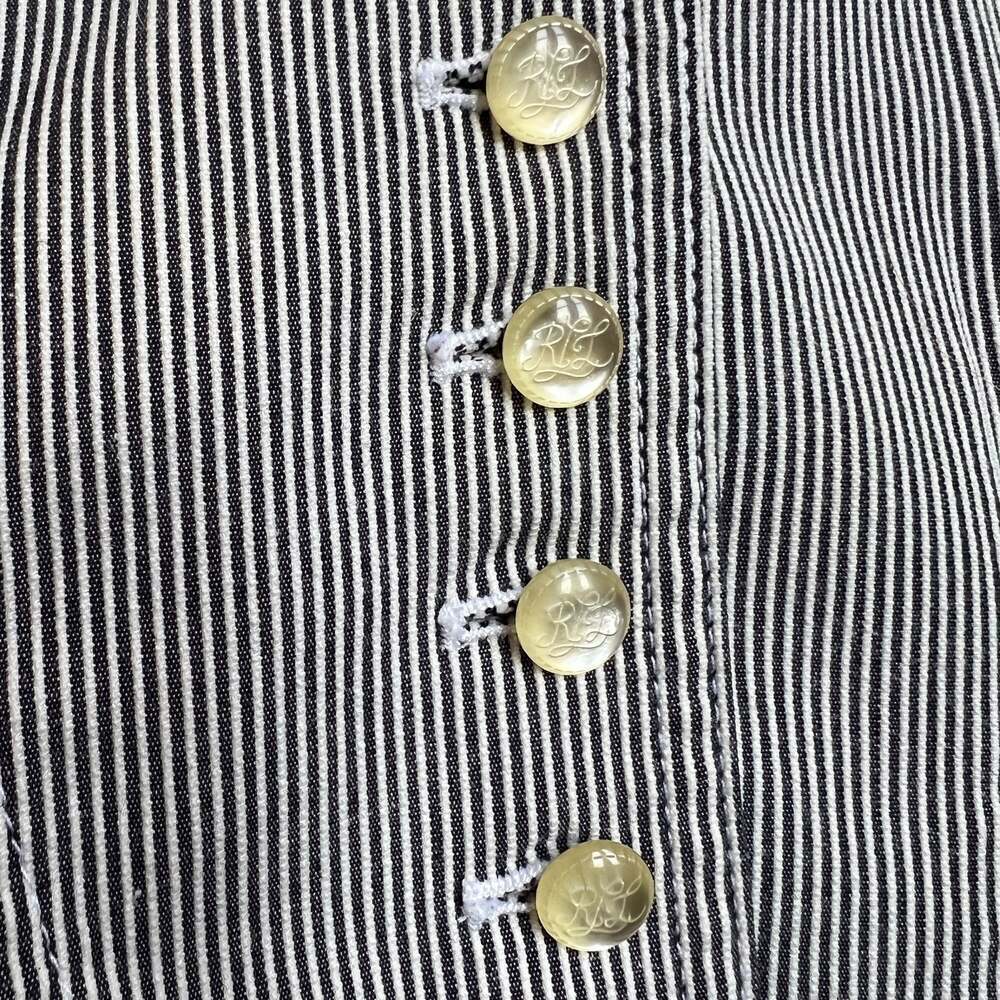 Lauren Ralph Lauren Petite Blue and White Striped Seersucker Blazer with Pearliz - Picture 4 of 6
